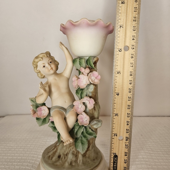 VTG CANDSREA JAPAN PORCELAIN CANDLESTICK CHERUB 7" DESIGN REGESTRED 6169 - Picture 14 of 14